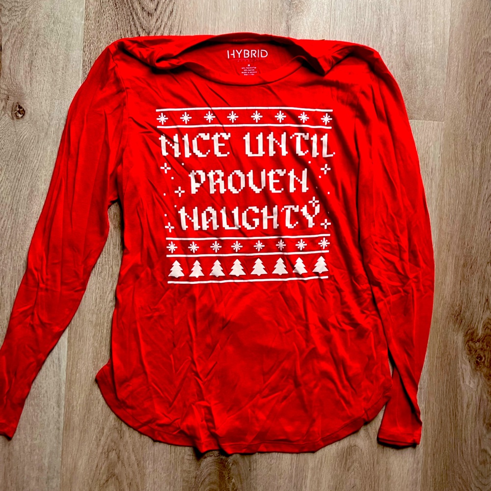 Nice Until Proven Naughty Graphic Christmas Shirt